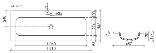 Раковина Ceramica Nova GRACE 121 см CN7017 накладная цвет белый - фото 5